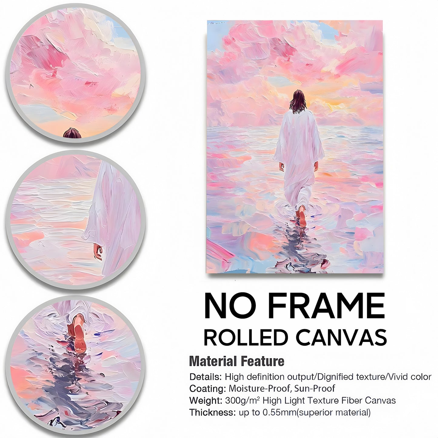 Modern Abstract Ocean Christian Wall Art - Blue Sea & Faith Canvas Print - Contemporary Bible Inspired Decor