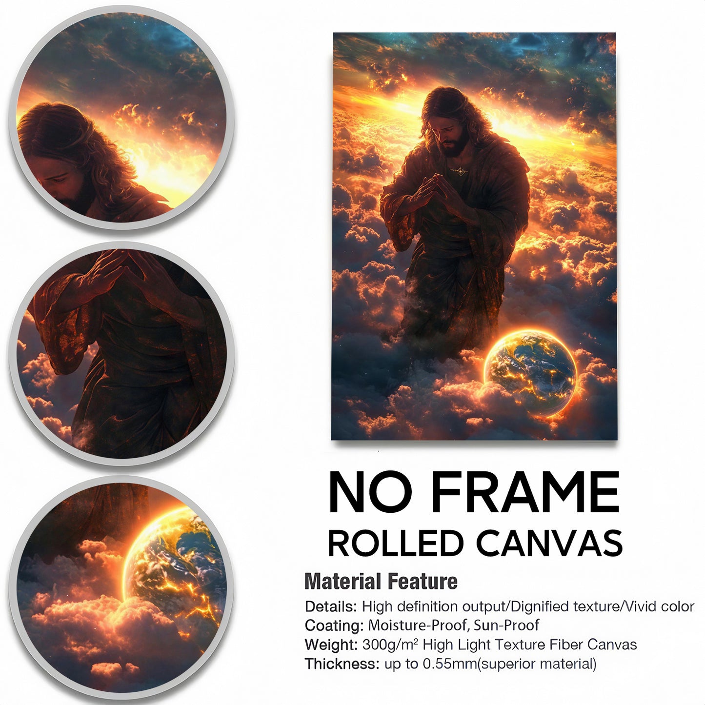 Jesus Christ Spiritual Canvas Wall Art Collection - Resurrection, Prodigal Son & Walking with Child - Christian Home Decor