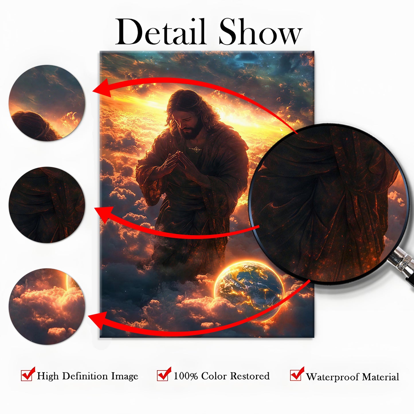 Jesus Christ Spiritual Canvas Wall Art Collection - Resurrection, Prodigal Son & Walking with Child - Christian Home Decor