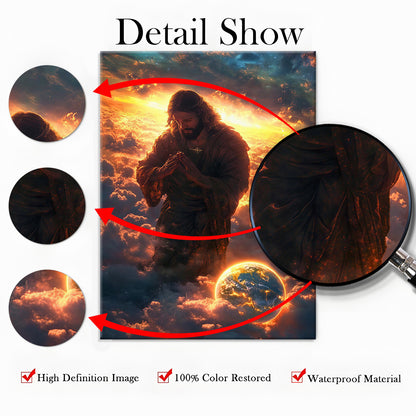 Jesus Christ Spiritual Canvas Wall Art Collection - Resurrection, Prodigal Son & Walking with Child - Christian Home Decor