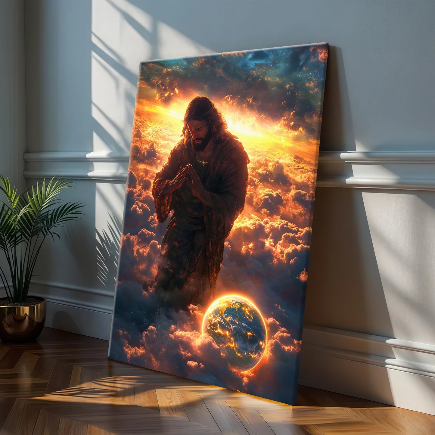 Jesus Christ Spiritual Canvas Wall Art Collection - Resurrection, Prodigal Son & Walking with Child - Christian Home Decor