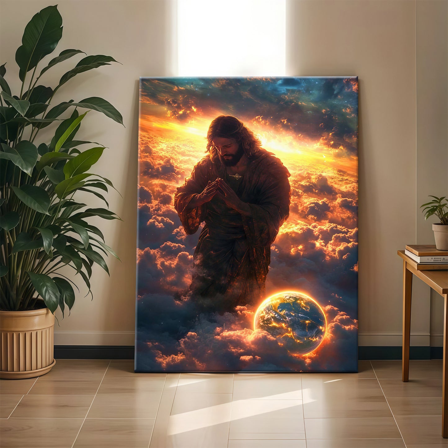 Jesus Christ Spiritual Canvas Wall Art Collection - Resurrection, Prodigal Son & Walking with Child - Christian Home Decor