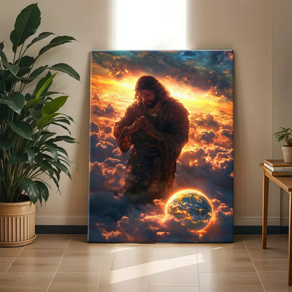 Jesus Christ Spiritual Canvas Wall Art Collection - Resurrection, Prodigal Son & Walking with Child - Christian Home Decor
