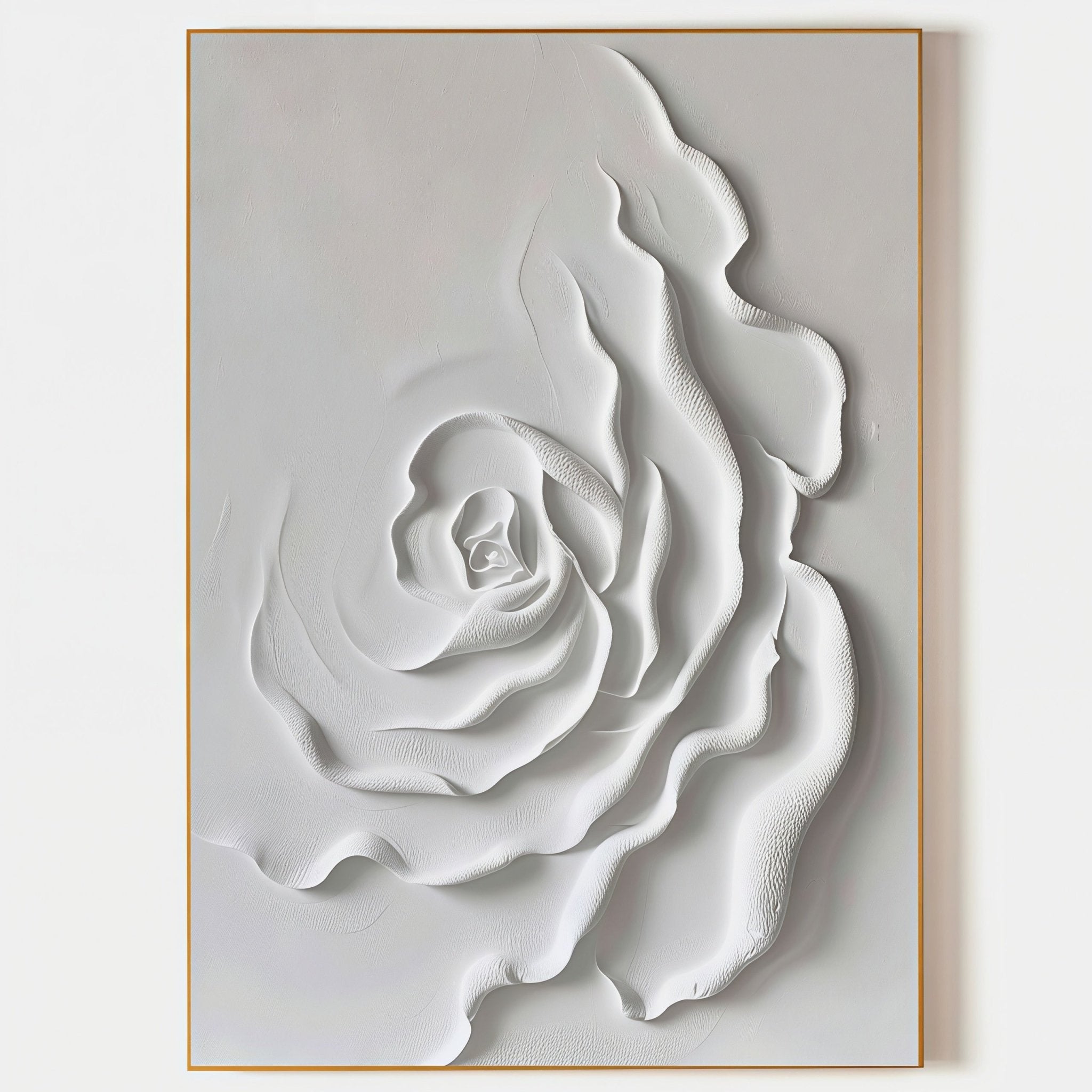 3D Heavy Texture White Floral Relief Painting CZ0088 - Viral Wall Art