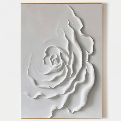 3D Heavy Texture White Floral Relief Painting CZ0088 - Viral Wall Art