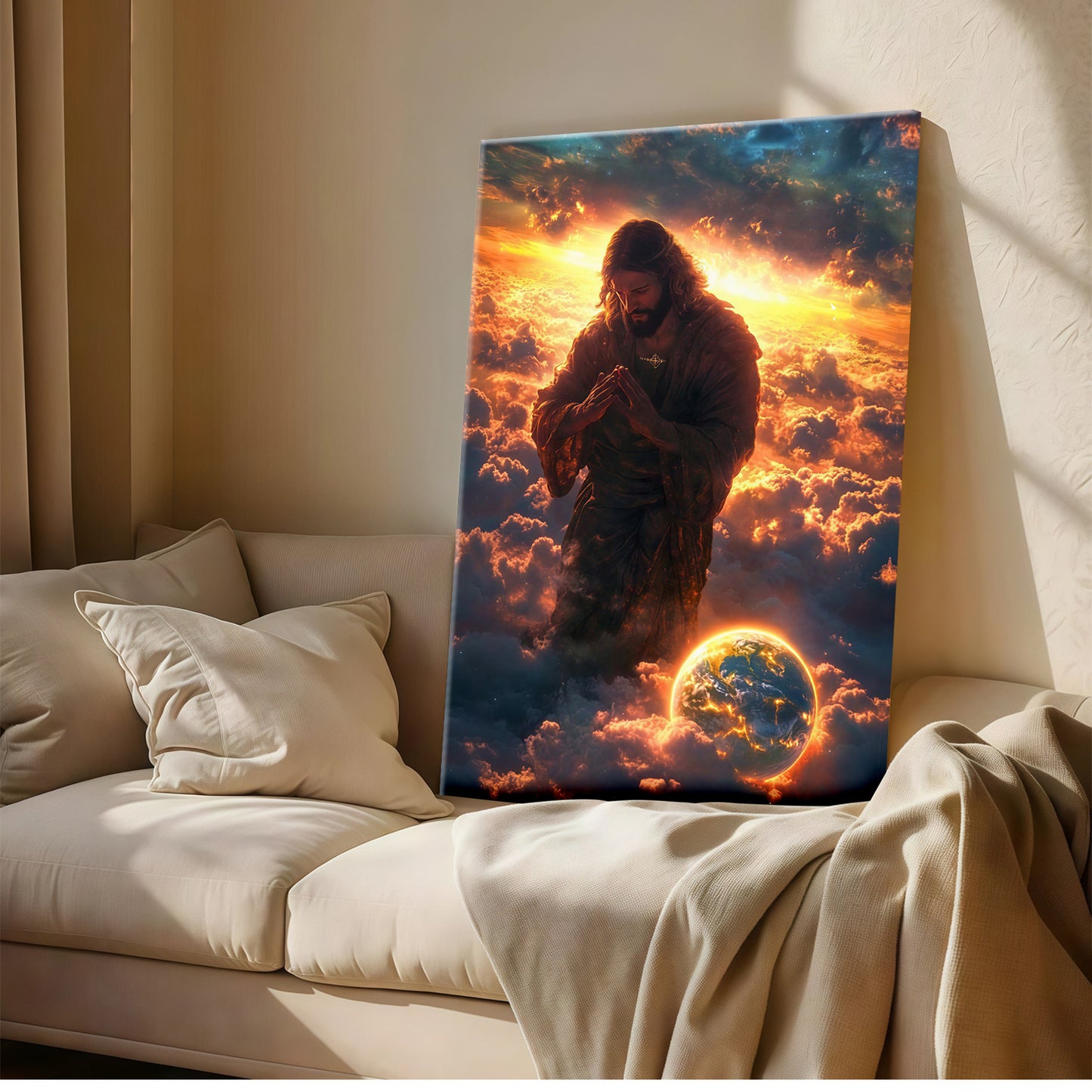 Jesus Christ Spiritual Canvas Wall Art Collection - Resurrection, Prodigal Son & Walking with Child - Christian Home Decor