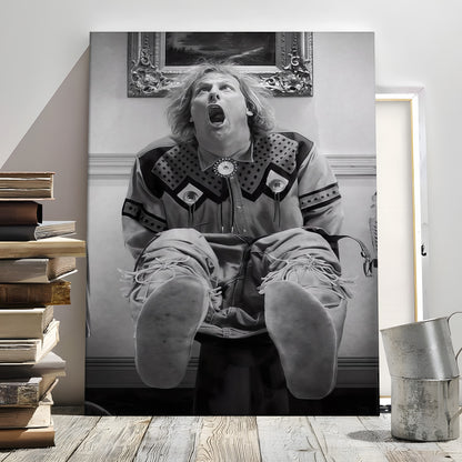 Funny Movie Bathroom Wall Art - "Dumb & Dumber" & "Bridesmaids" Toilet Scenes - Black & White Canvas Print (Restroom Decor)