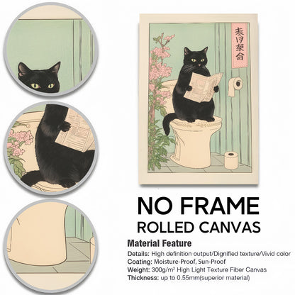 Funny Bathroom Wall Art Collection - Humor Animal & Famous Art Parody - Donkey, Cat, Mona Lisa & More (Restroom Decor)