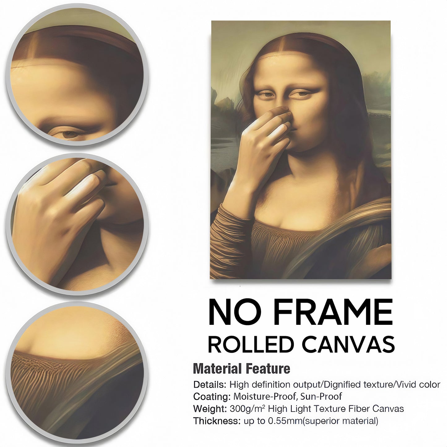 Funny Bathroom Wall Art Collection - Humor Animal & Famous Art Parody - Donkey, Cat, Mona Lisa & More (Restroom Decor)