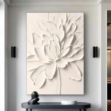 3D Heavy Texture White Flower Oil Painting CZ0095 - Viral Wall Art