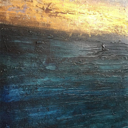 Deep Blue & Gold Impressionist Abstract Painting CY0071 - Viral Wall Art