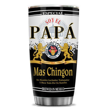 "El Papa Mas Chingon" Tumbler, Regalo Para Papá, Mexican Dad Gift Insulated Travel Mug, Funny Spanish Coffee Cup