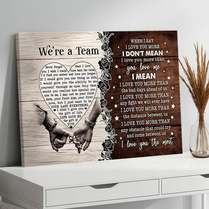 "We're a Team" Romantic Couple Canvas Wall Art - Anniversary Gift for Husband & Wife - Rustic Bedroom Decor (Ready to Hang)
