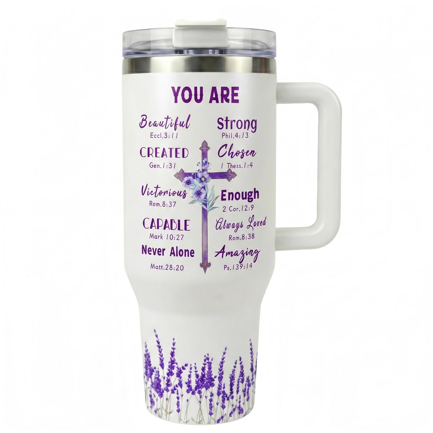 Christian Graduation 40oz Vacuum Flask Water Bottle with Handle, Straw, Insulation & Lid - Inspirational Encouragement Quote Gift for Women for Iced Coffee, Daily Hydration, Flasks, Water Bottles