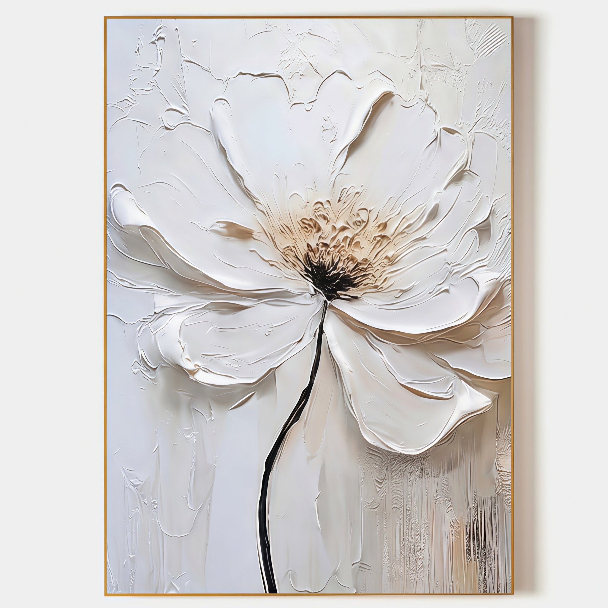 3D Heavy Texture White Floral Oil Painting CZ0087 - Viral Wall Art