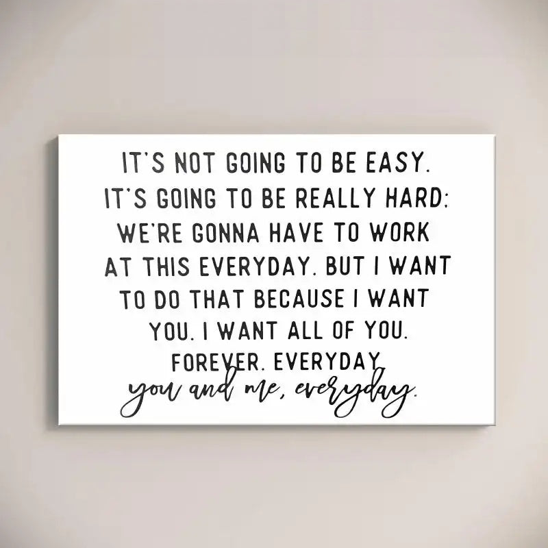 You and Me Every Day romantic love quote Canvas Wall Art – Love & Family Decor