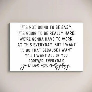 You and Me Every Day romantic love quote Canvas Wall Art – Love & Family Decor