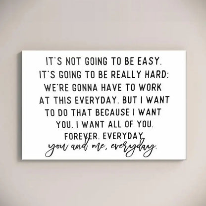 You and Me Every Day romantic love quote Canvas Wall Art – Love & Family Decor