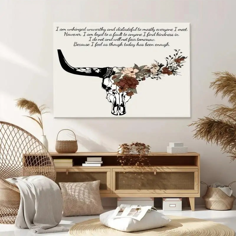 Longhorn Bull Skull Canvas Wall Art – Western & Horse Decor
