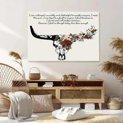 Longhorn Bull Skull Canvas Wall Art – Western & Horse Decor