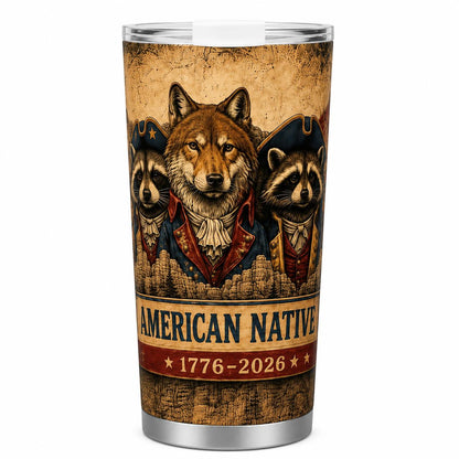 20oz Patriotic Coffee Tumbler , 4th of July Independence Day Travel Cup, 1776 to 2026 American Native Species Gift, Car Cup Holder Friendly Insulated Coffee Cup for Men and Women