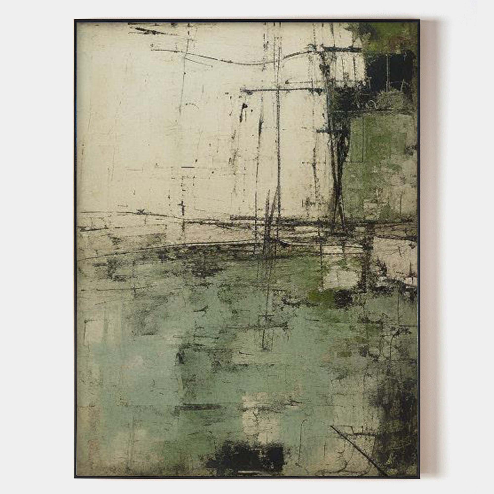 Sage Green Abstract Textured Wall Art SR0010 - Viral Wall Art