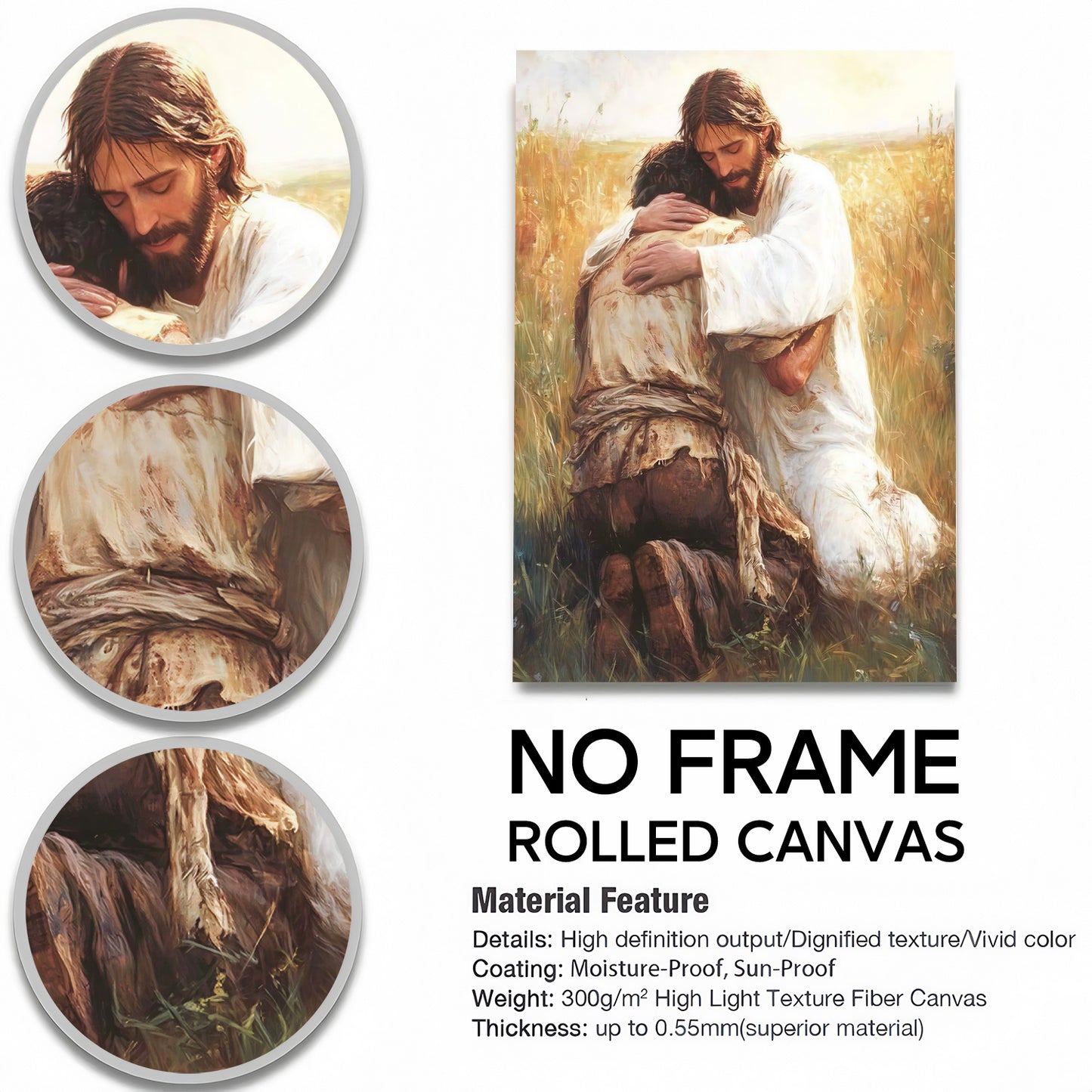 Jesus Christ Spiritual Canvas Wall Art Collection - Resurrection, Prodigal Son & Walking with Child - Christian Home Decor