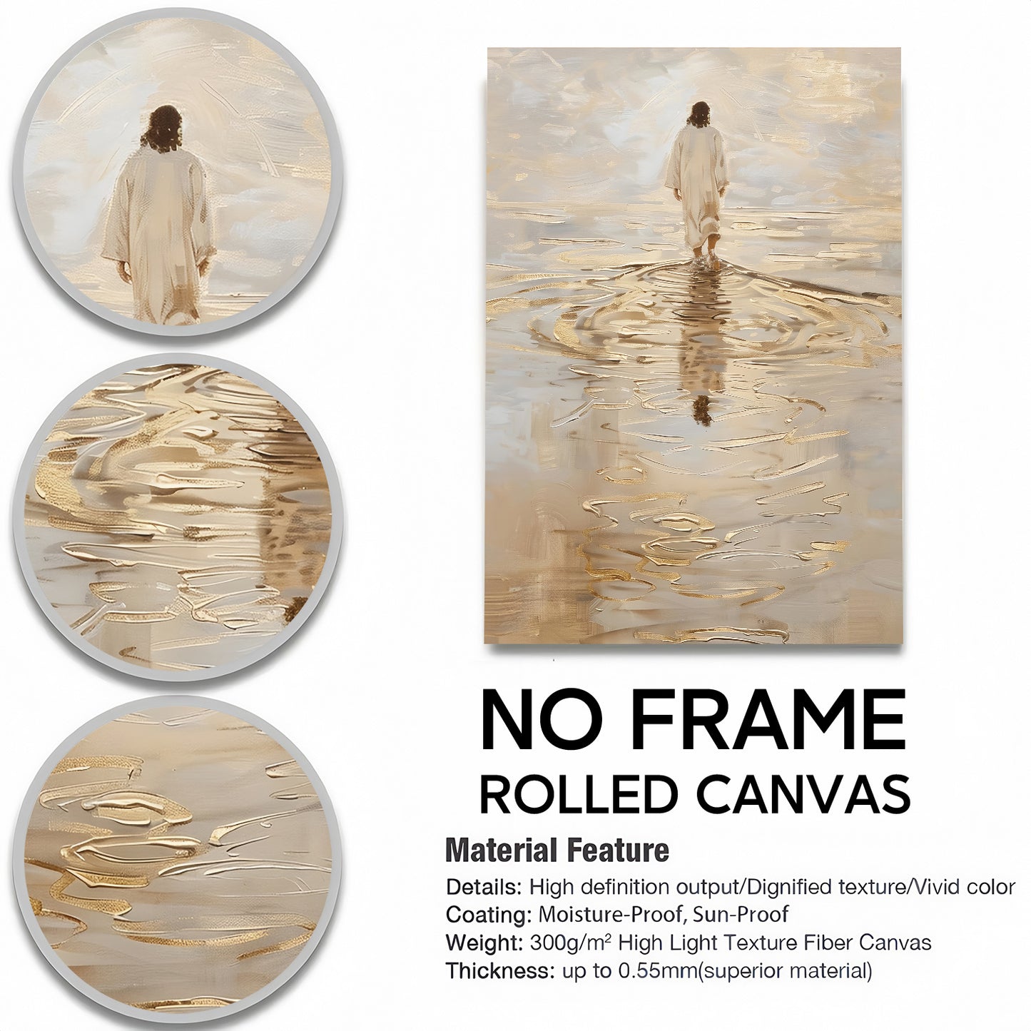 Modern Abstract Ocean Christian Wall Art - Blue Sea & Faith Canvas Print - Contemporary Bible Inspired Decor