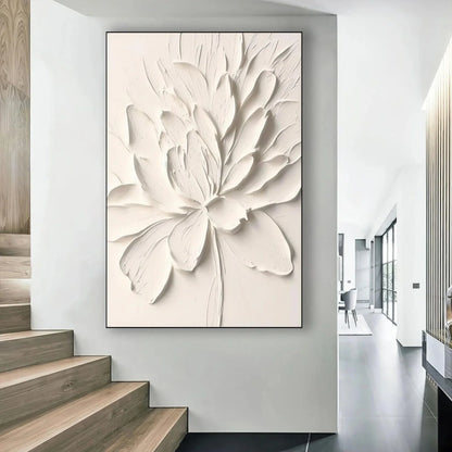 3D Heavy Texture White Flower Oil Painting CZ0095 - Viral Wall Art