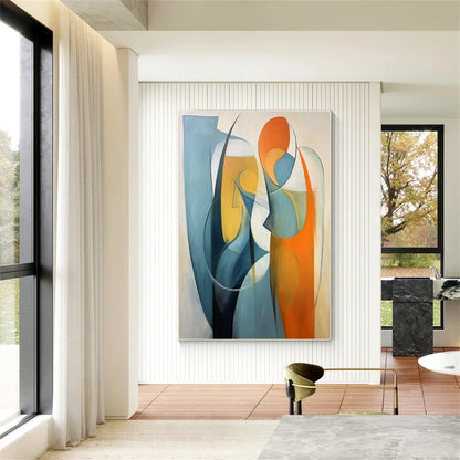 Vibrant Orange & Teal Geometric Canvas Art JC0072 - Viral Wall Art