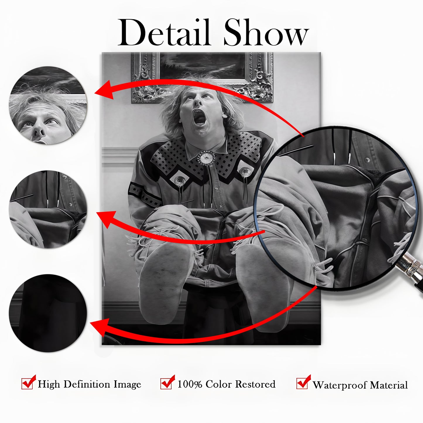 Funny Movie Bathroom Wall Art - "Dumb & Dumber" & "Bridesmaids" Toilet Scenes - Black & White Canvas Print (Restroom Decor)