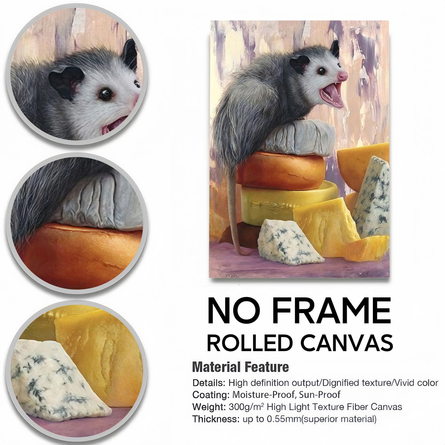 Funny Opossum Wall Art Collection - "Unhinged" Animal Memes & Canvas Prints - Chaotic Trash Cat Decor