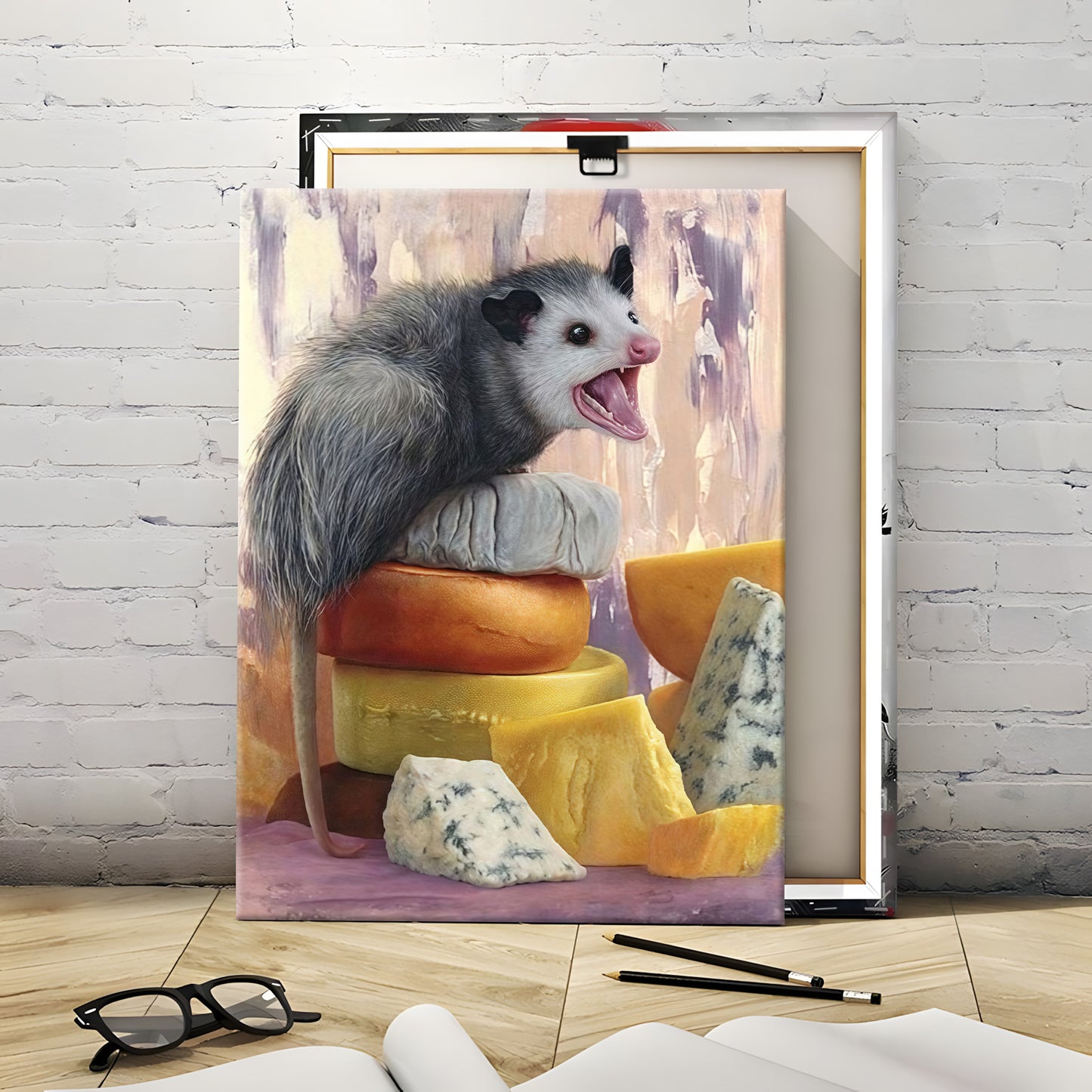 Funny Opossum Wall Art Collection - "Unhinged" Animal Memes & Canvas Prints - Chaotic Trash Cat Decor