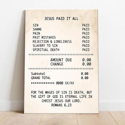 Jesus Paid It All Receipt Poster
