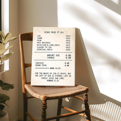 Jesus Paid It All Receipt Poster