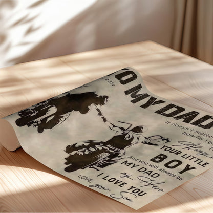 To My Dad From Son - Sentimental Canvas Wall Art with Touching Poem - Vintage Style Gift for Father's Day & Birthday (Ready to Hang)