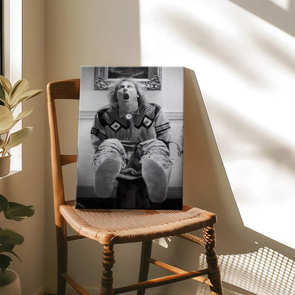 Funny Movie Bathroom Wall Art - "Dumb & Dumber" & "Bridesmaids" Toilet Scenes - Black & White Canvas Print (Restroom Decor)