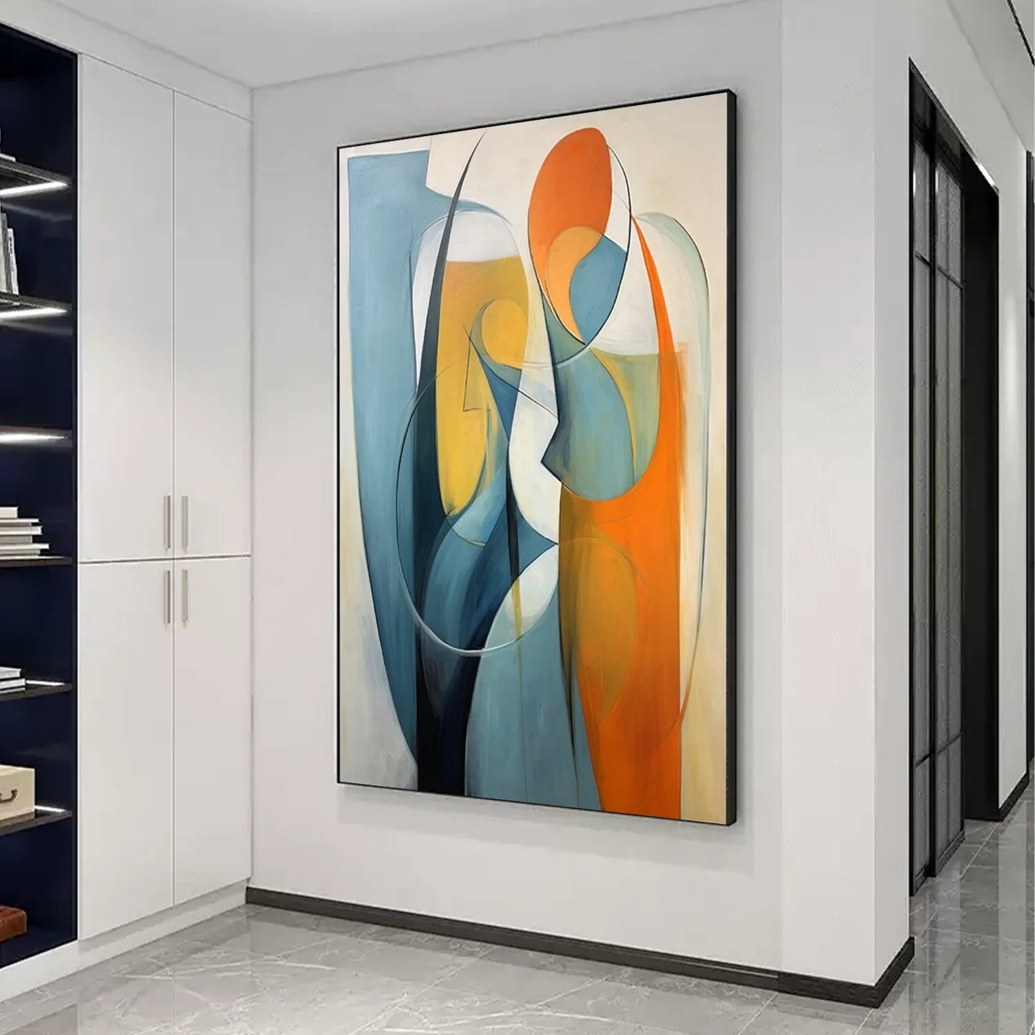 Vibrant Orange & Teal Geometric Canvas Art JC0072 - Viral Wall Art