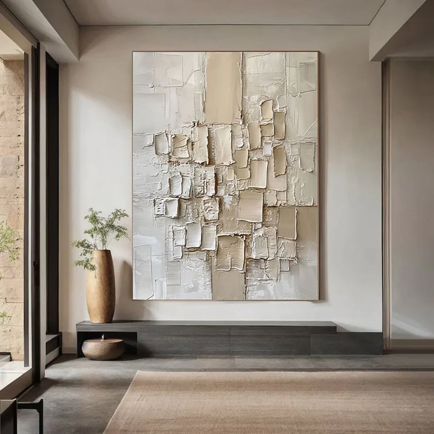 Beige Abstract Textured Wall Art GS0073 - Viral Wall Art