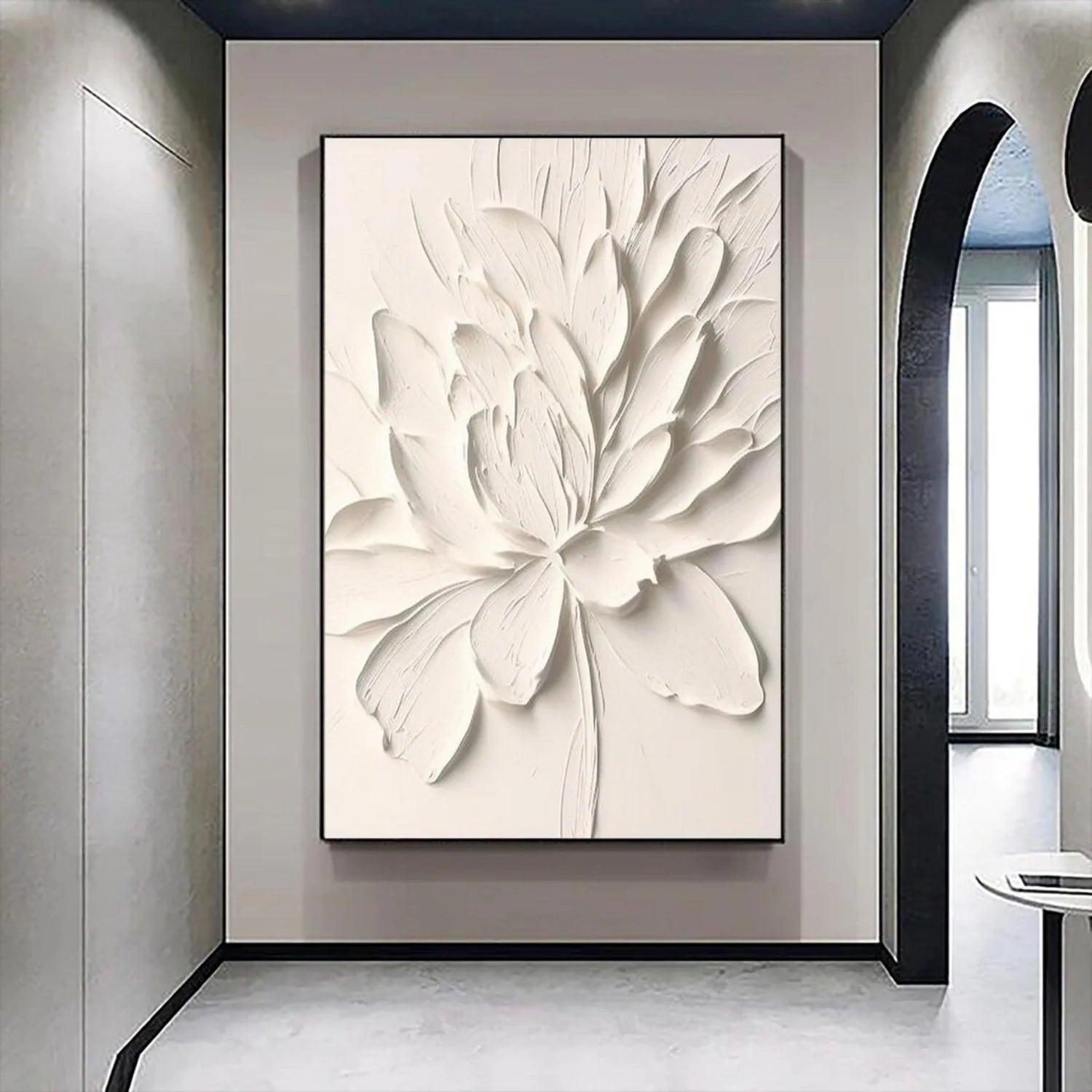3D Heavy Texture White Flower Oil Painting CZ0095 - Viral Wall Art