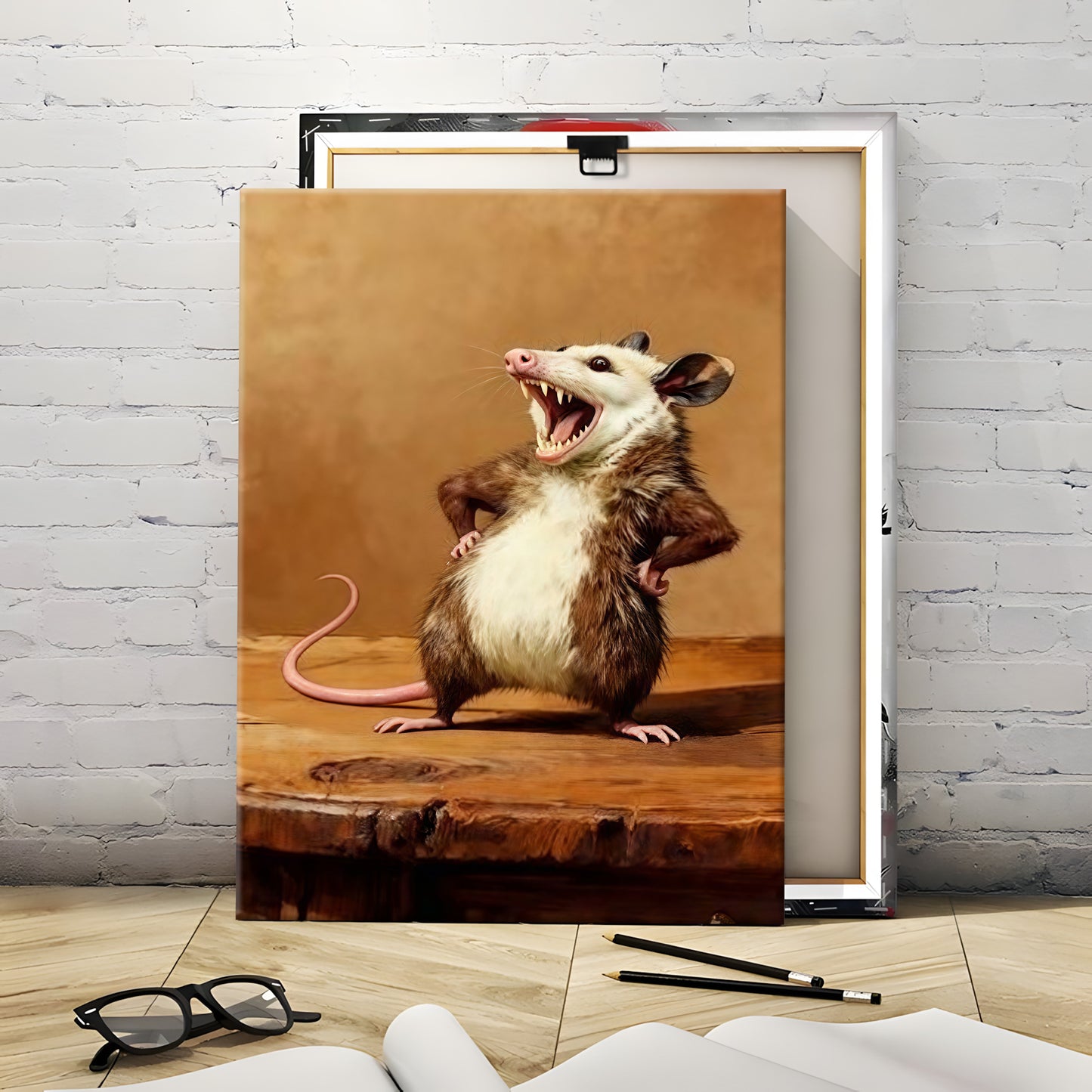 Funny Opossum Wall Art Collection - "Unhinged" Animal Memes & Canvas Prints - Chaotic Trash Cat Decor
