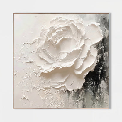 3D Heavy Texture White Floral Oil Painting CZ0089 - Viral Wall Art