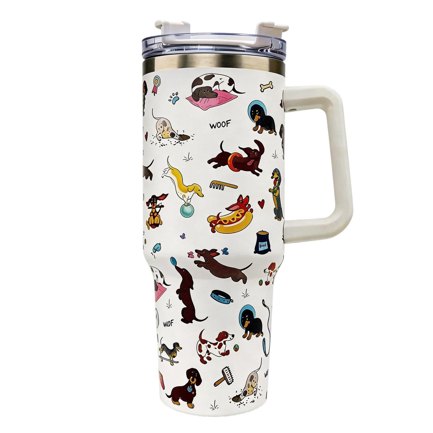 Aesthetic 40oz Insulated Vacuum Flask - Vintage Dachshund Graphic Print Portable Drinkware, Lid-Included Bottle, Unique Birthday Gift for Doxie Owners, Flasks