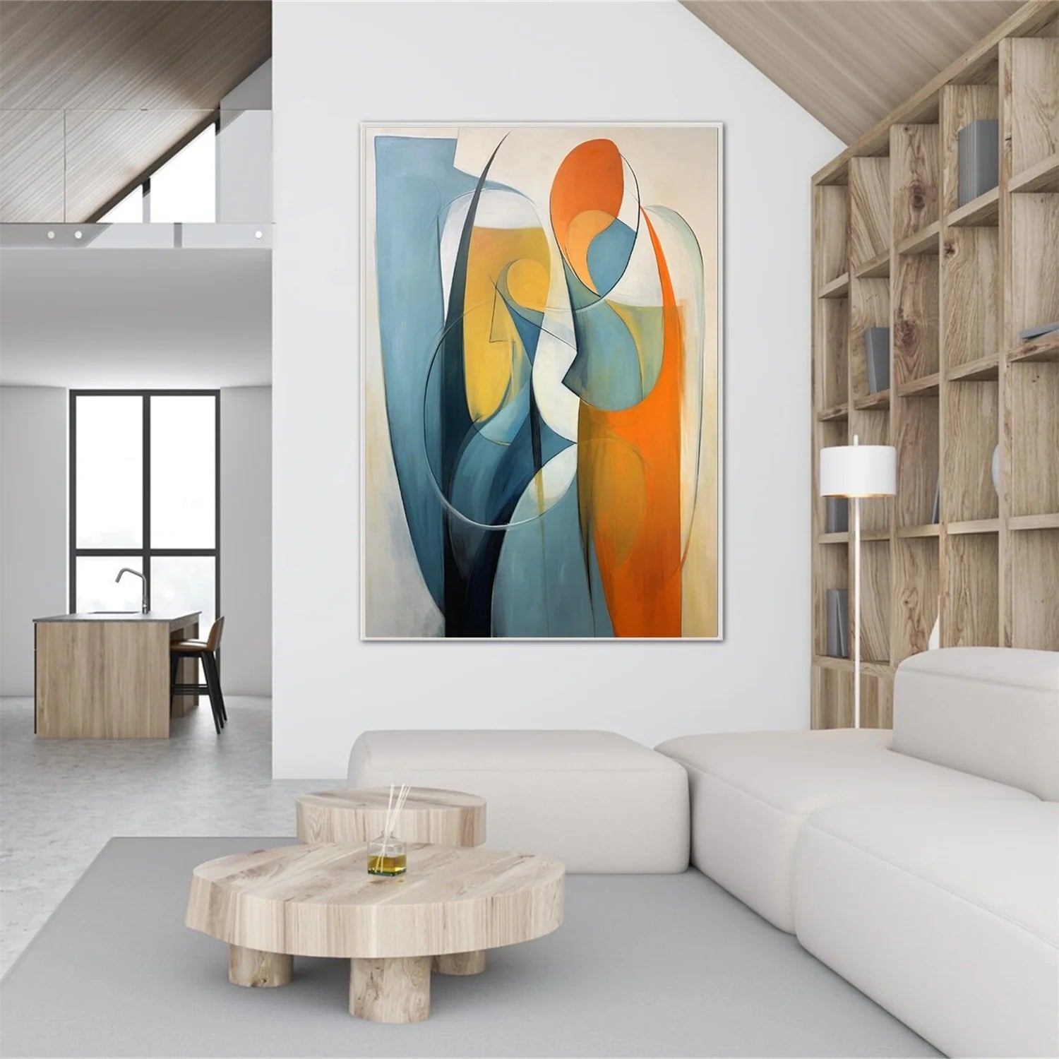 Vibrant Orange & Teal Geometric Canvas Art JC0072 - Viral Wall Art