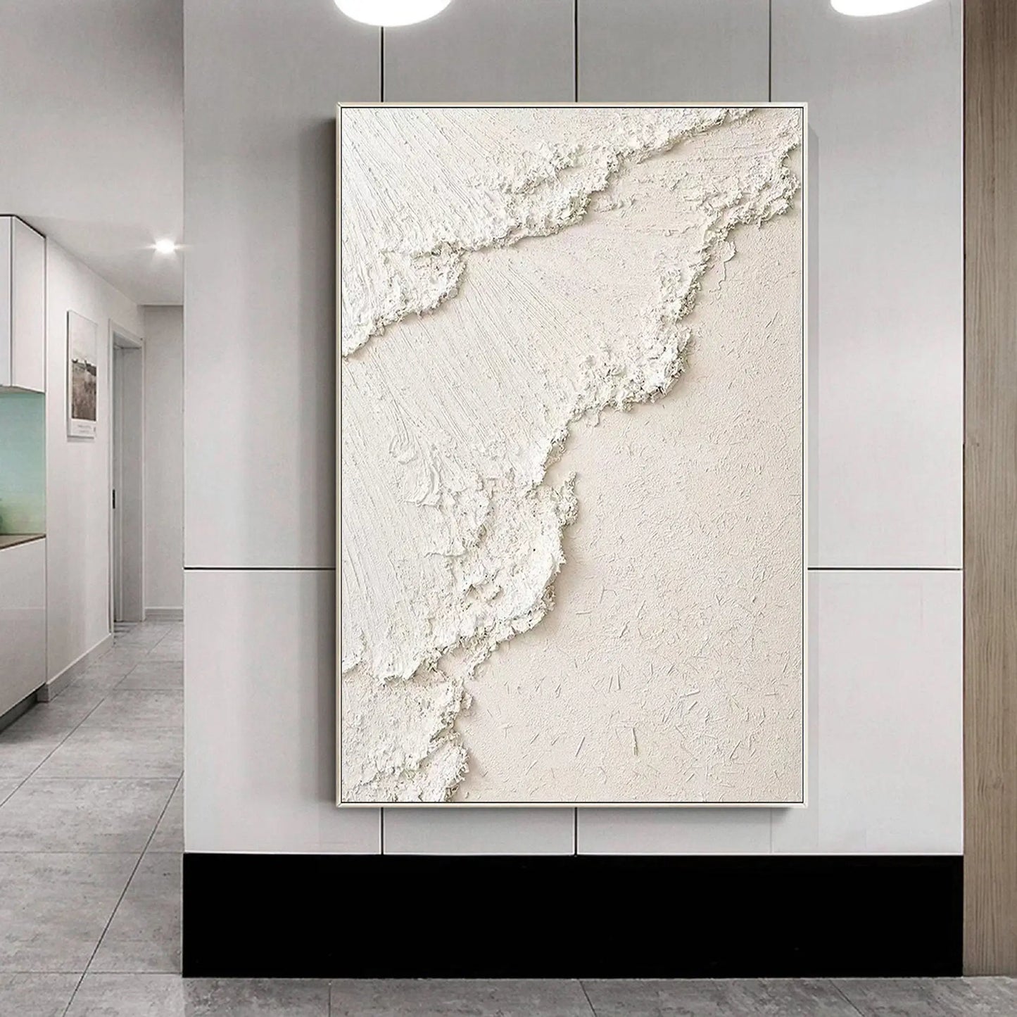 3D Heavy Texture White Minimalist Relief Oil Painting CZ0097 - Viral Wall Art