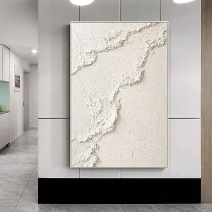 3D Heavy Texture White Minimalist Relief Oil Painting CZ0097 - Viral Wall Art