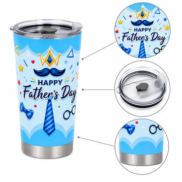 20oz Travel Cup with Lid for Road Trip and Commute, Happy Father's Day Coffee Tumbler, Insulated Stainless Steel Water Cup for Office Work and Daily Use, Car Cup Holder Friendly, Gift for Dad, Men