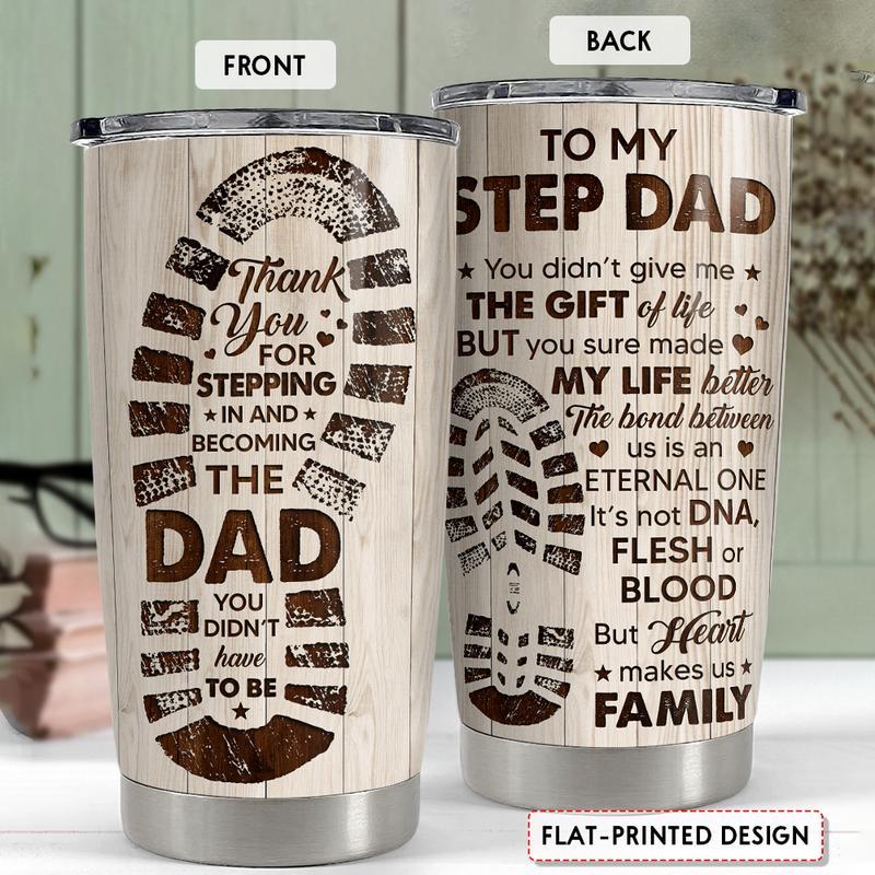 Dad Gifts, Step Dads 20oz Tumbler, Dad Insulated Stainless Steel Tumbler with Lid, Gift Hanging For Father's Day Gifts Birthday Gifts Christmas Gifts for Dad Father from Daughter Son, Father's Day Drinkware Flasks Fruit Beach