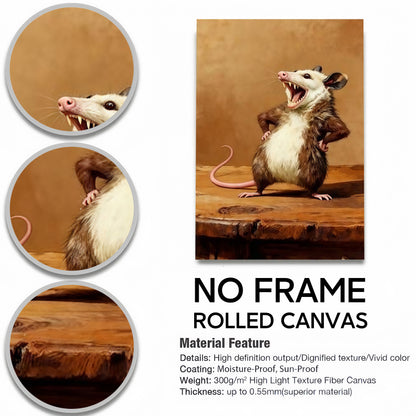 Funny Opossum Wall Art Collection - "Unhinged" Animal Memes & Canvas Prints - Chaotic Trash Cat Decor