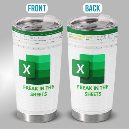 Funny Accountant Gift - "Freak In The Sheets" Spreadsheet Design - 20oz Tumbler for CPA Data Nerd